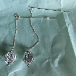 Silver tone threader earrings